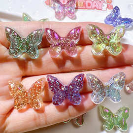 亚克力配件批发diy配件手工材料鞋扣奶油胶儿童头饰配件细闪蝴蝶