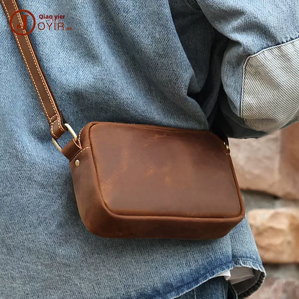 High-End Men's Crossbody Bag, Men's Full Cowhide Shoulder Bag, Men's Bag, Genuine Leather Retro Crossbody Small Bag, Messenger Bag