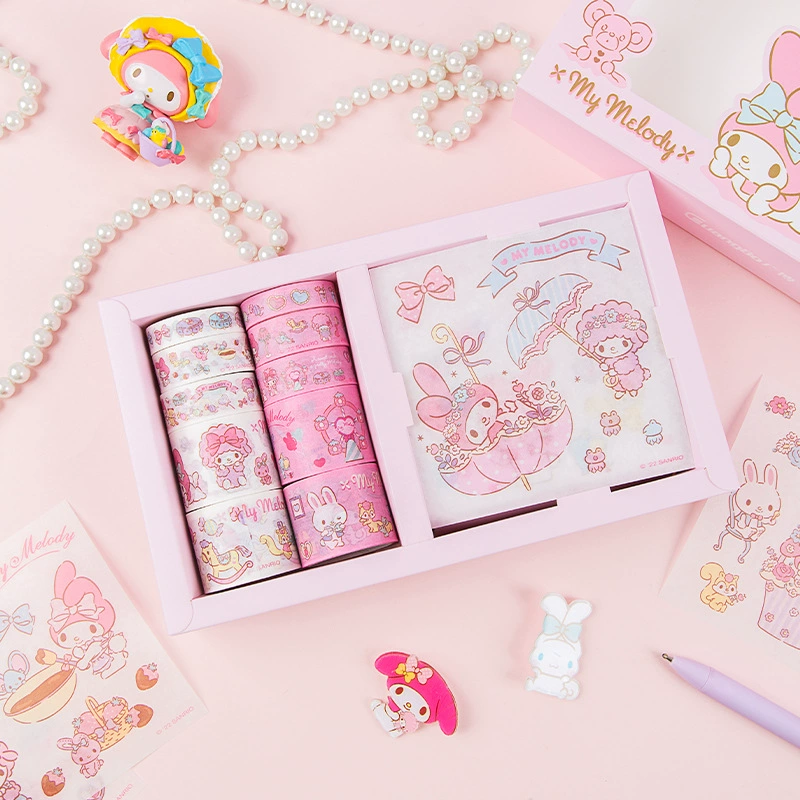 Пластинка Sanrio, канцтовары, резинка для волос, наклейка, подлинная детская мультяшная подарочная коробка, планировщик