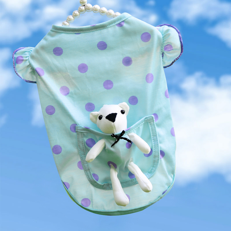 Perro mascota bolsillo de gato oso blanco lunares ropa Teddy Fighting Bomei artículos finos de primavera, verano y otoño