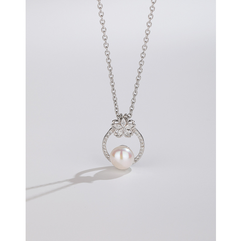 Joyería de verano nuevo nicho de alta calidad Cadena de clavícula COLLAR COLGANTE de perlas de agua dulce de plata esterlina 925