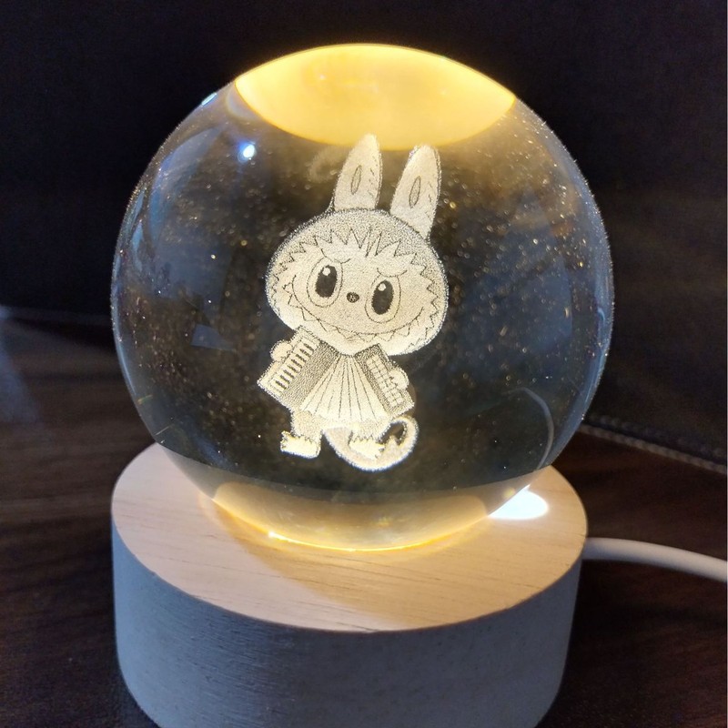 ステッチ猫漫画 3D 彫刻発光クリスタルボールカラフルなナイトライト子供のクリエイティブ誕生日ギフトお土産|undefined