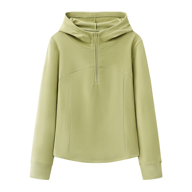 Urban Outdoor Mountain-Style Softshell Hooded Sweatshirt for Women, Autumn and Winter Casual Green Half-Zip Base Layer Top Urban Outdoor Mountain-Style Softshell Hooded Sweatshirt for Women, Autumn and Winter Casual Green Half-Zip Base Layer Top