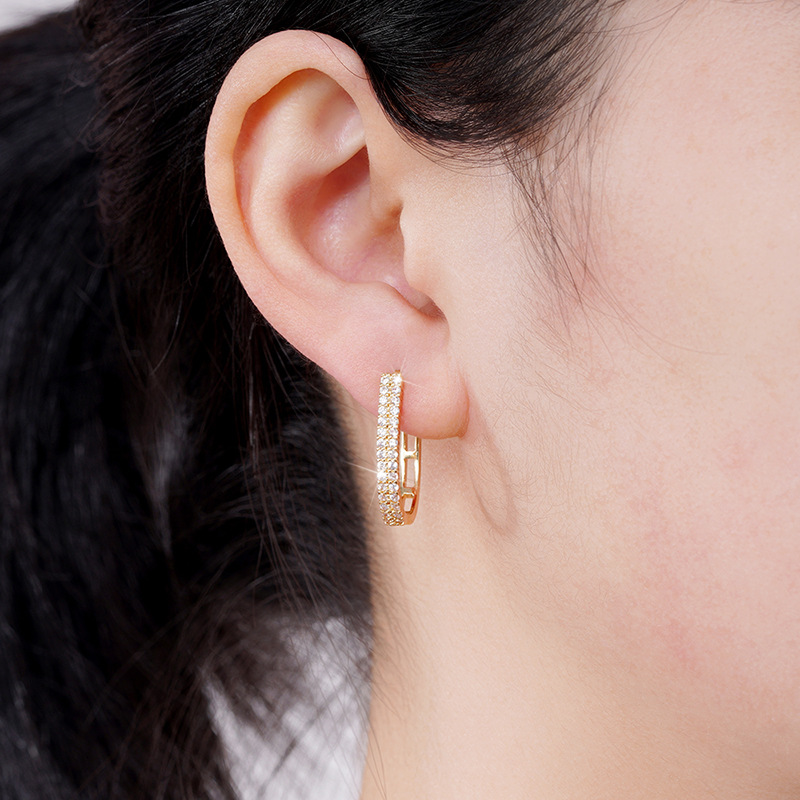 Sparkling U-shaped Drop Earrings French Style Textured Jewellery_voghion.com