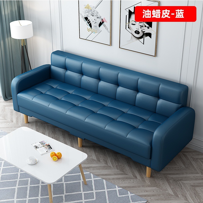 Oil wax leather-blue / Single seat sofa chair (without armrests) 0.6m