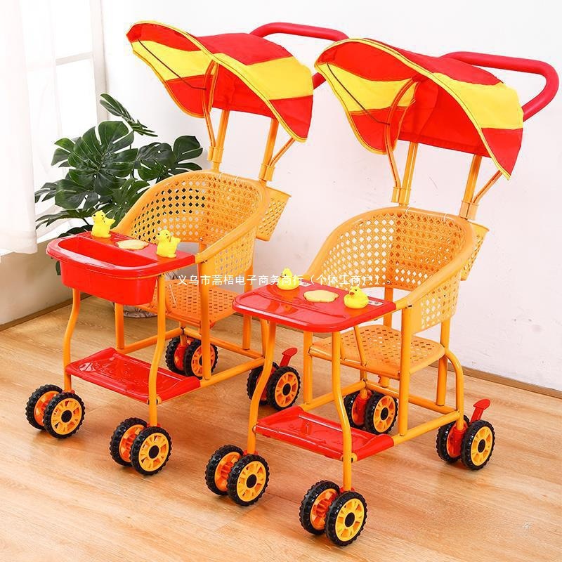 Baby Imitation Rattan Stroller Rattan Chair Baby Lightweight Stroller Summer Eight-Wheel Children's Stroller New Ventilated Easy-To-Wash Stroller