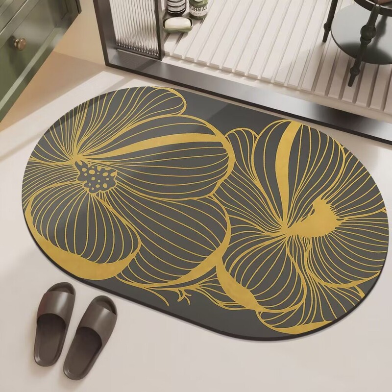 Retro-style patterned diatomite bathroom mat, dust-removing doormat for the entrance, water-absorbent and non-slip carpet for the bathroom Retro-style patterned diatomite bathroom mat, dust-removing doormat for the entrance, water-absorbent and non-slip carpet for the bathroom