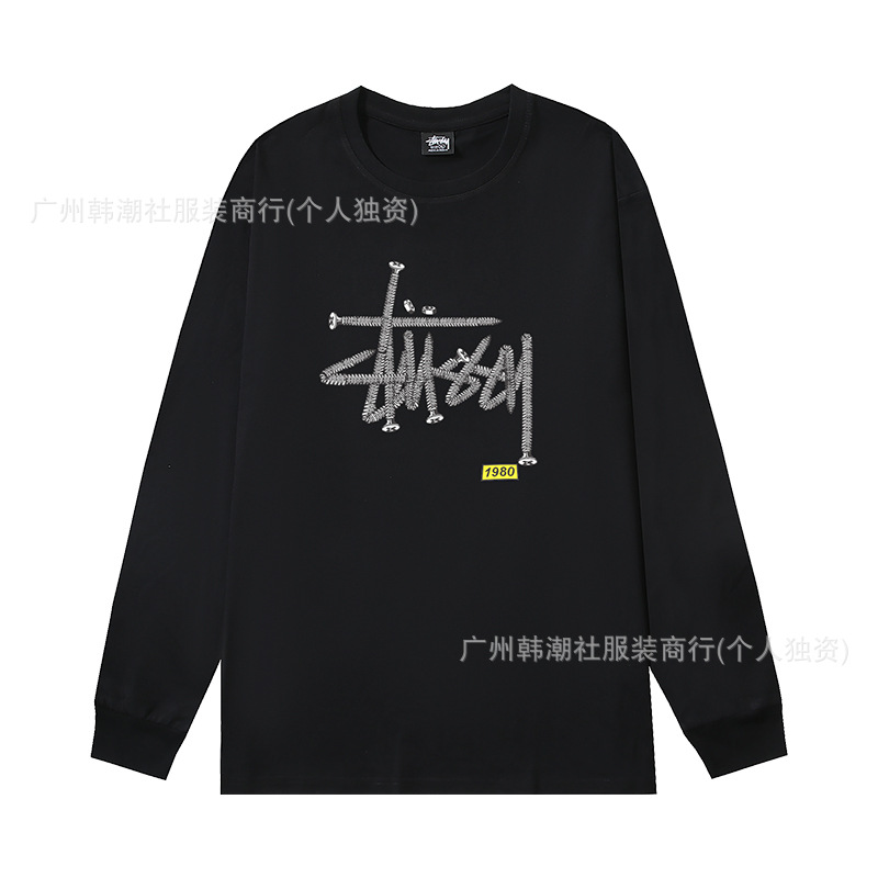 原標クロスボーダーの新型潮牌stuツアーの経典のアルファベットのプリントの丸首の長袖のtシャツは代行します。