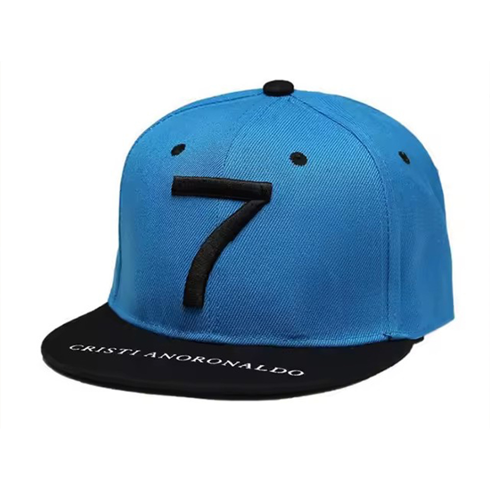Number 7 Hip-hop Baseball Cap Flat Brim Adjustable Sport Hat_voghion.com