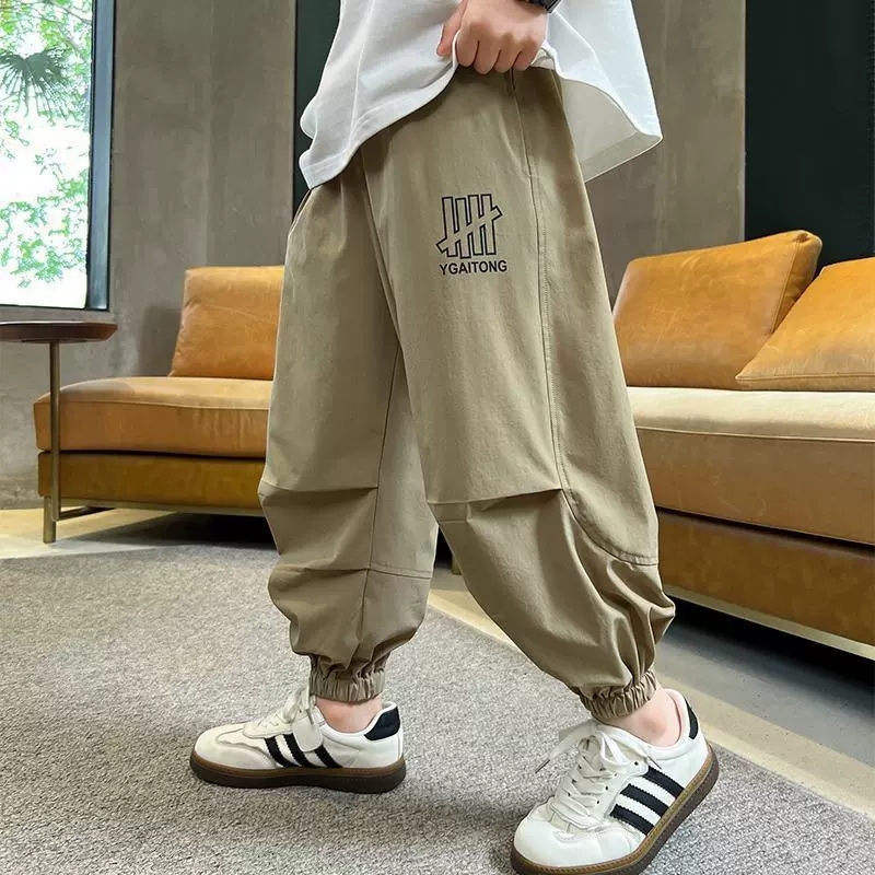 外贸2026新款男童夏裤纯色裤子潮流百搭阔腿时尚休闲裤批发现货