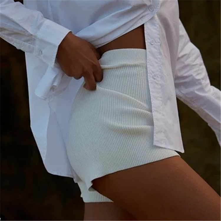 solid color high waist knit riding shorts NSHS29689