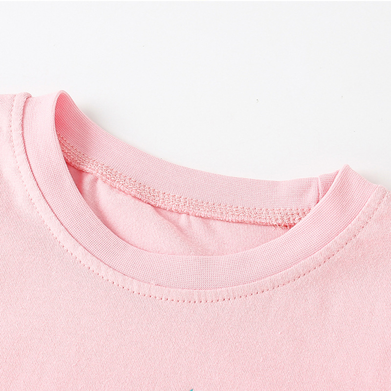 Malwee camiseta de niñas de otoño nuevo estilo de impresión casual para niños de media edad cuello redondo de manga corta chaqueta de niños