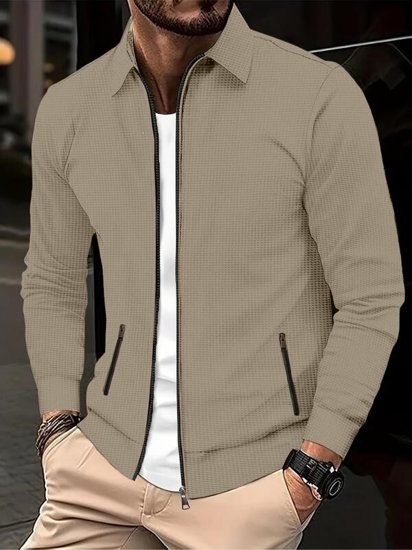 X 11463 Men's Waffle Knit Jacket with Turn-down Collar