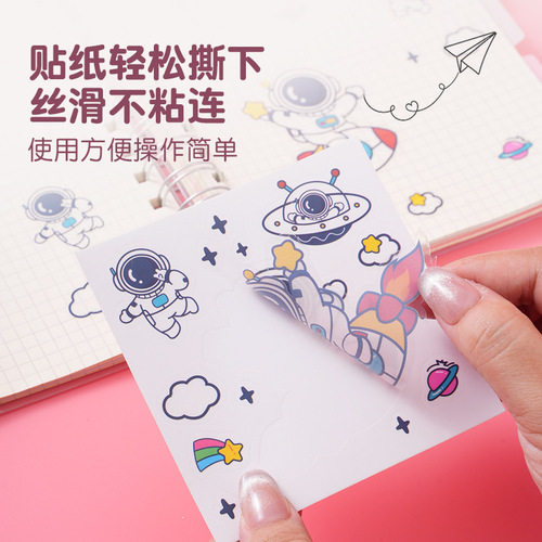 Cute Astronaut DIY Sticker Creative Cartoon Pattern Transparent Waterproof Adhesive Sticker INS Stationery Water Bottle Sticker