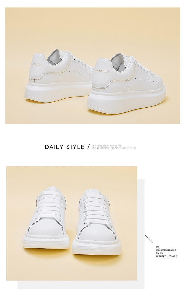 Hvide skateboarding sko til kvinder læder platform sneakers_voghion.com