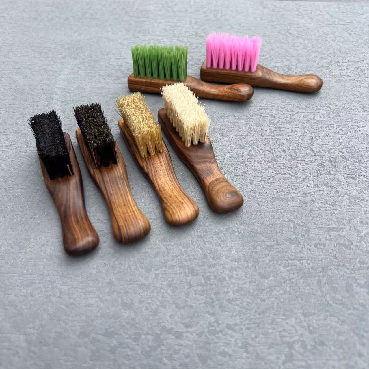 迷你文玩毛刷3排手工绑猪鬃毛文玩清洁刷核桃金刚菩提子清理包浆