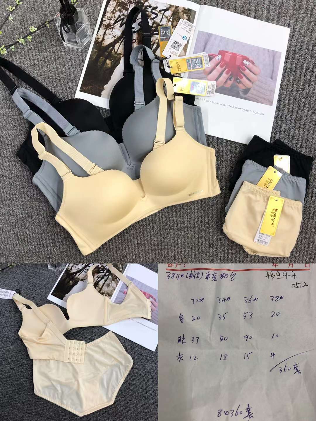 Vietnam Malasia nuevo pecho brillante pequeño push up ajustable medio grueso taza de algodón suave sujetador traje