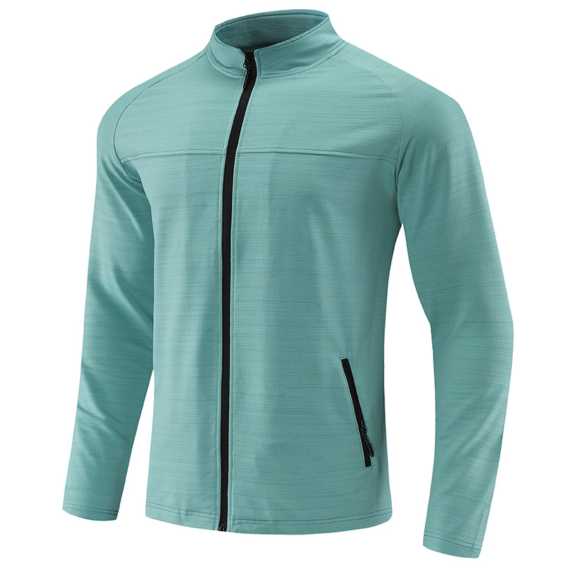 Hombres secado rápido elástico chaqueta de manga larga al aire libre montañismo ropa de carrera de cuello vertical chaqueta a prueba de viento cardigan transpirable moda