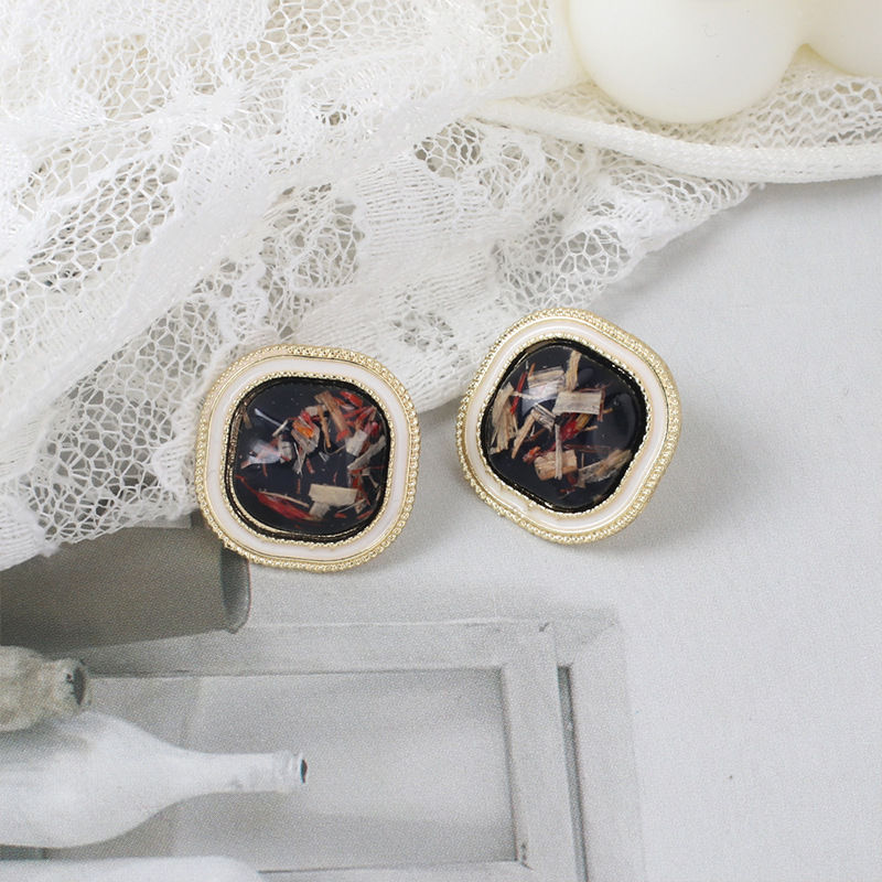 4g Weight Earrings Classification Wedding, Travel Occasion Alloy Material Women'S Gender Plating Design Red, Black Color Fashion Geometric Square Contrast Color Resin Earrings 6