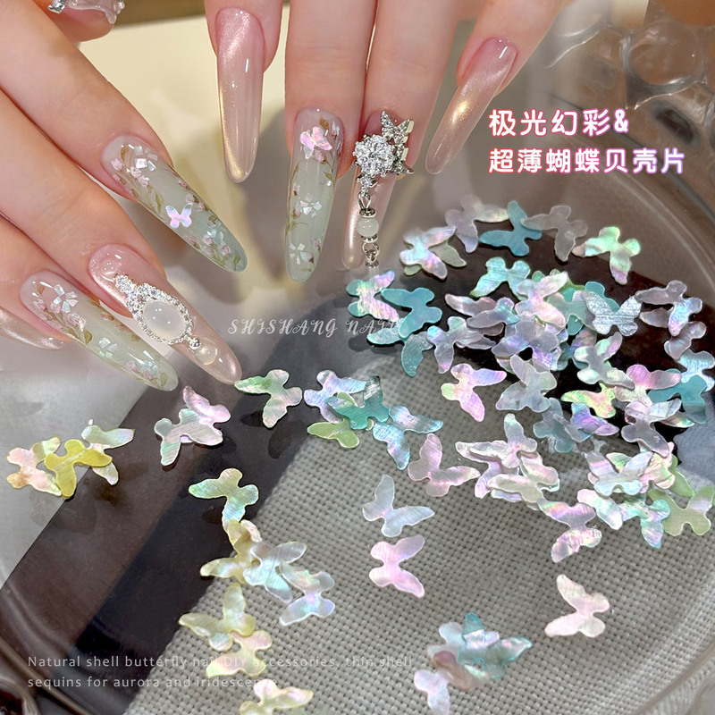 Chinese-Style Mother-Of-Pearl Butterfly Shell Pieces Nail Art Decorations Ultra-Thin Aurora Iridescent Butterfly Nail Stickers DIY Accessories Chinese-Style Mother-Of-Pearl Butterfly Shell Pieces Nail Art Decorations Ultra-Thin Aurora Iridescent Butterfly Nail Stickers DIY Accessories