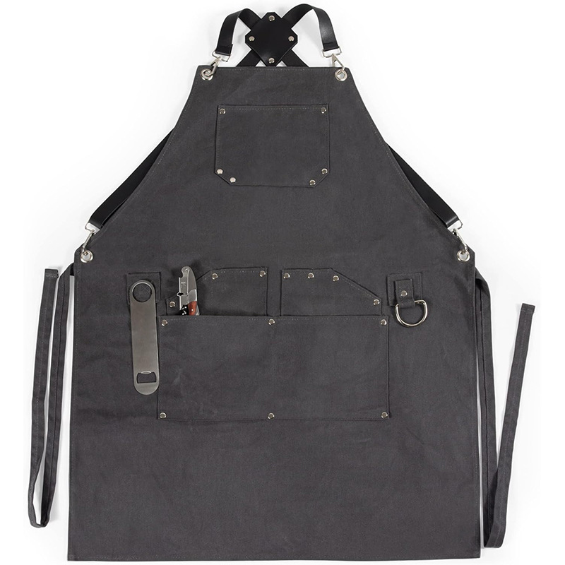 Transfronterizo Amazon nuevo delantal de lona logotipo personalizado camarero camarero ropa de trabajo delantal multibolsillo al por mayor