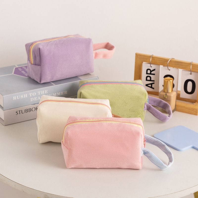 Portable Corduroy Cosmetic Bag Women's Large Capacity Lipstick Makeup Change Mobile Phone Carry-on Hand Bag Storage Bag Women's Bag Portable Corduroy Cosmetic Bag Women's Large Capacity Lipstick Makeup Change Mobile Phone Carry-on Hand Bag Storage Bag Women's Bag