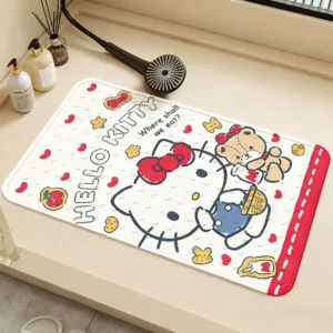 Hello Kitty hamam sürüşməyən mat, PVC duş və tualet üçün, sorucu altlıqlı