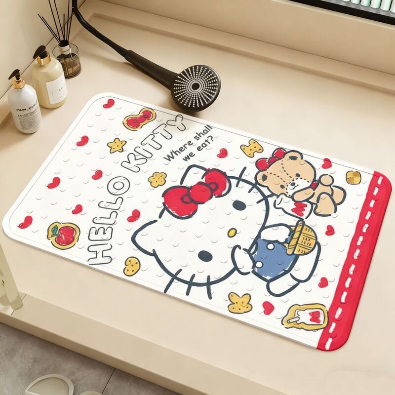 Hello Kitty bathroom anti-slip mat PVC shower and restroom anti-fall suction cup mat washroom shower no-wash floor mat Hello Kitty bathroom anti-slip mat PVC shower and restroom anti-fall suction cup mat washroom shower no-wash floor mat