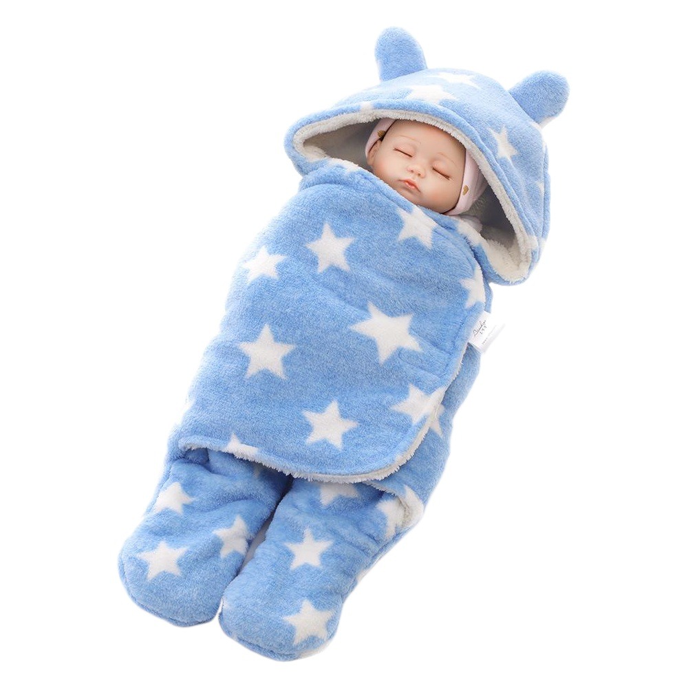 En stock al por mayor de bebé saco de dormir de otoño e invierno de dibujos animados swaddling saco de dormir Bebé espesado impreso coral polar saco de dormir