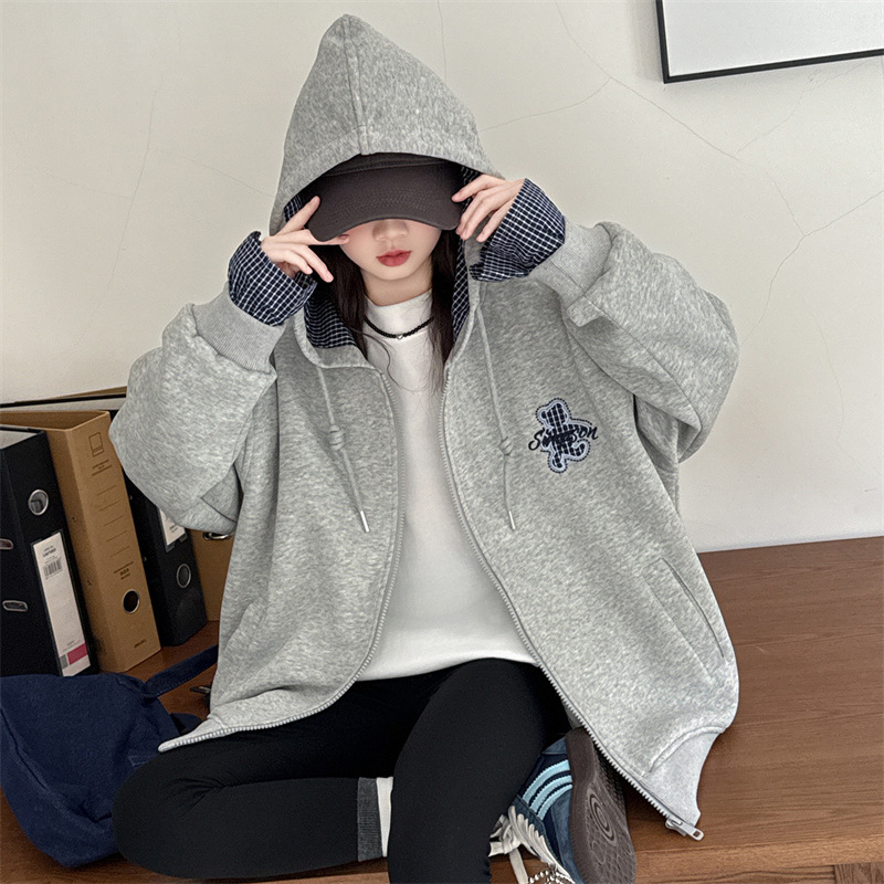 女童外套秋装2025新款洋气小女孩时尚宽松上衣开衫连帽长袖卫衣潮|undefined