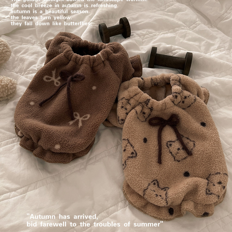 Pet Clothes for Dogs and Cats, Autumn and Winter New Double-Sided Fleece Warm Korean and Japanese Home Wear, Teddy Bichon Pajamas