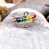 Long Rui Europe and the United States hot -selling new Rainbow Pearl Ms. Uncontaying Ring Rotating Anti -anxiety Rainbow Pearl Ring
