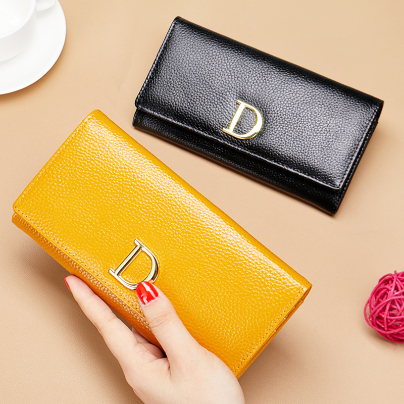 Women's Large Capacity Long Wallet Fashionable Multifunctional Genuine Leather Clutch With Multi Card Slot Cowhide_voghion.com
