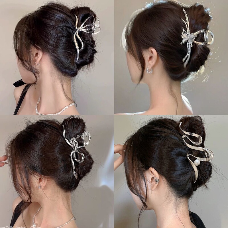 Metal Butterfly Clip Women's High-end Design Sense Large Light Luxury Elegant Shark Clip 2024 New Back Head Hairpin