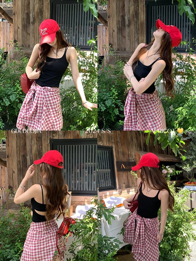 Backless Slim Fit Summer Cami Top with Built-in Bra