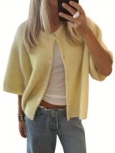 Q 73738 Half-open collar button cardigan �뿪��Ŧ�ۿ�������