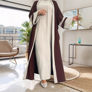 Middle Eastern Cardigan Robe Export Clothing Dubai Cross-Border Women's Muslim Long Skirt Abaya Two-Piece Set