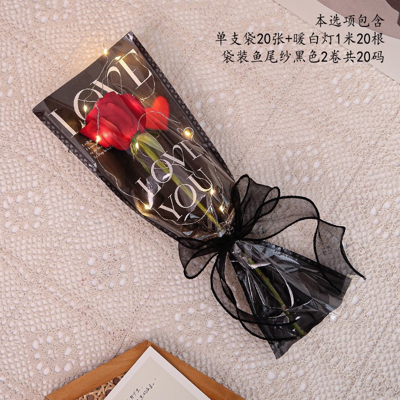 Día de San Valentín DIY solo ramo bolsa de embalaje transparente impermeable OPP flor bolsa amor Rosa flor bolsa de embalaje