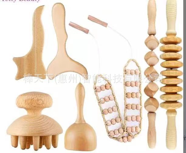 ケヤキマッサージ器「筋棒掻爬経絡疎通棒マッサージカップキノコ頭部マッサージ器マッサージセット」|undefined