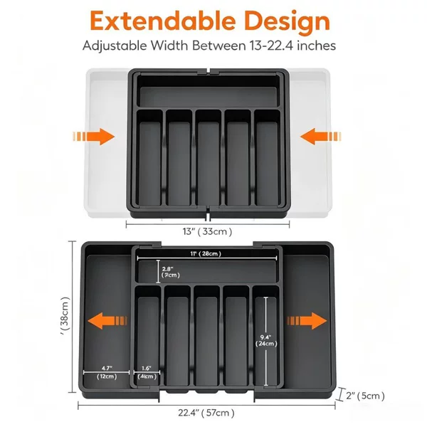 TEMU's new cross-border storage box for cutlery, kitchen organizer, expandable tray, tableware storage box for home use on Amazon