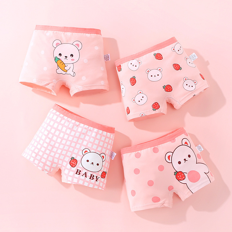 Boxer Girls' Class a Pure Cotton Underwear Antibacterial Breathable Cartoon Boxer Briefs Shorts Leggings Factory Direct Sales Trend