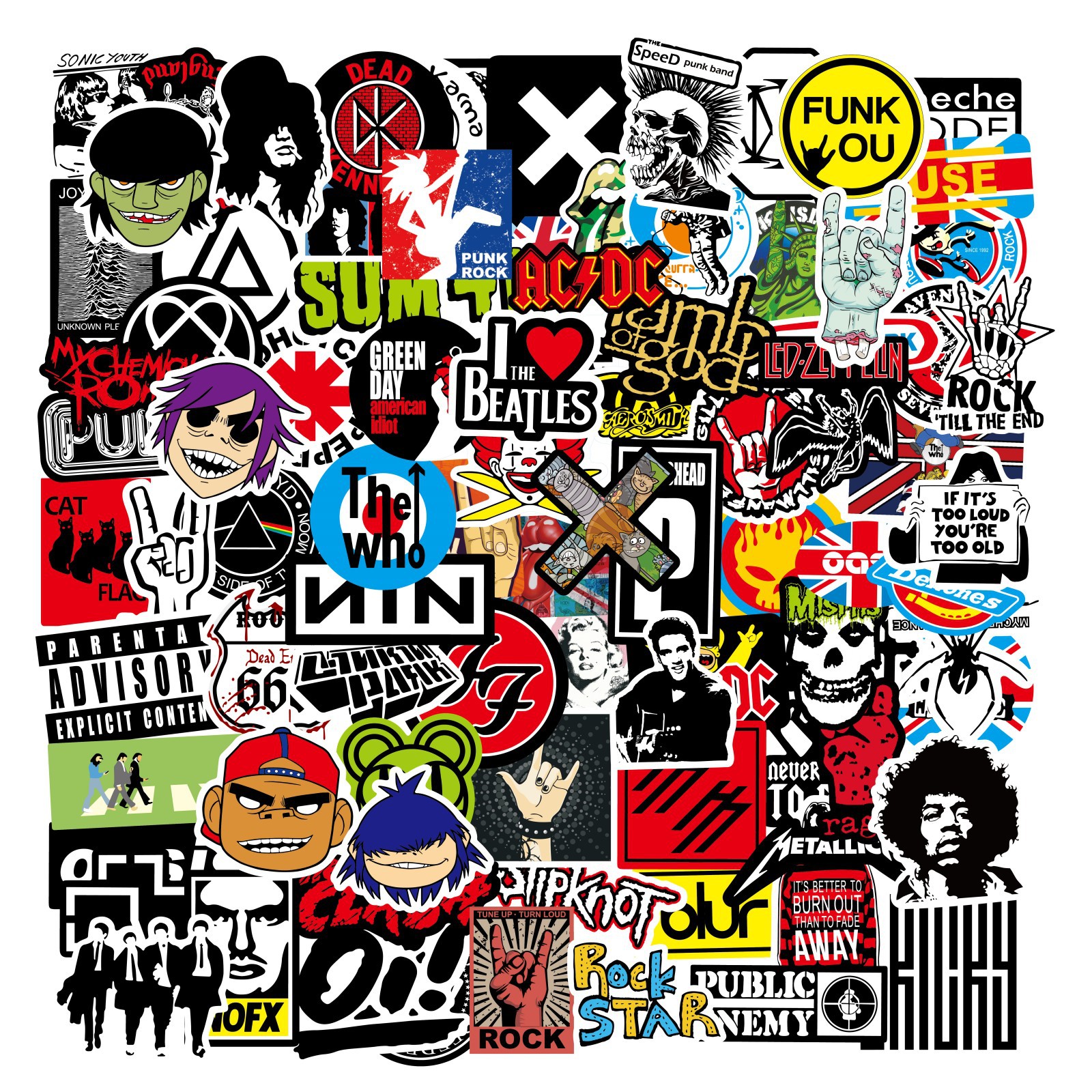 Rock Band Sticker Cartoon Graffiti Hand Account Trolley Case Motorcycle display picture 2