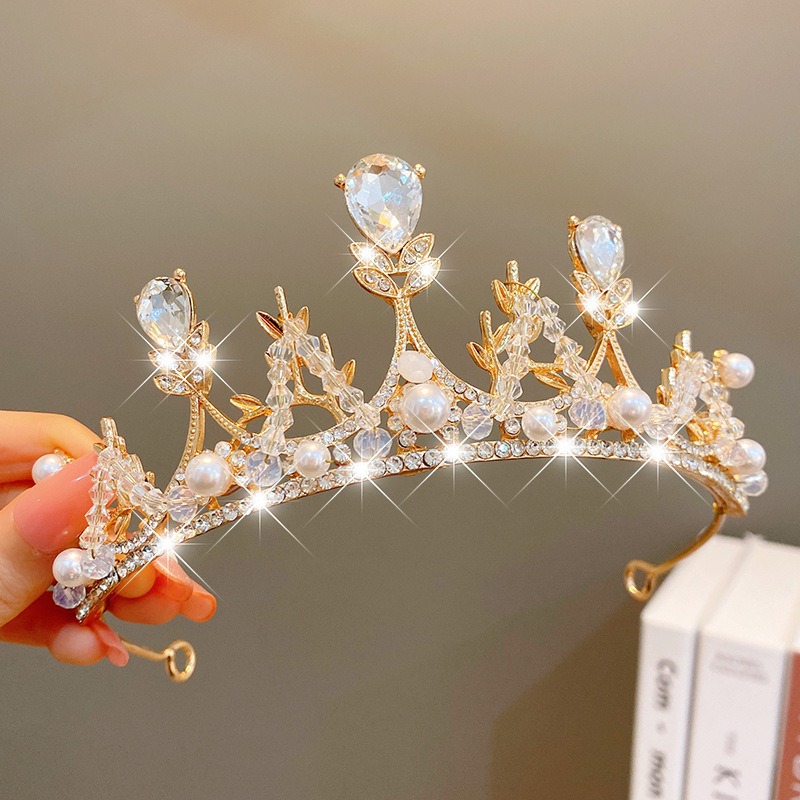 Tombro de corona para niños pequeña princesa corona diadema de cumpleaños accesorios para el cabello de cristal para niñas regalo de cumpleaños