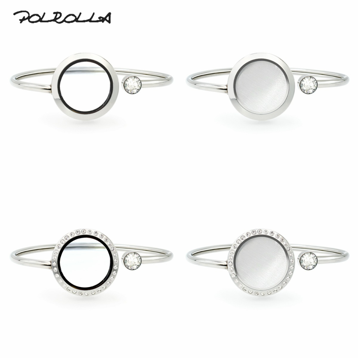 Cross-border Minimalist floating Locket Gawu Box Bracelet Stainless Steel Light Diamond Swing Bracelet Glass Mirror Frame