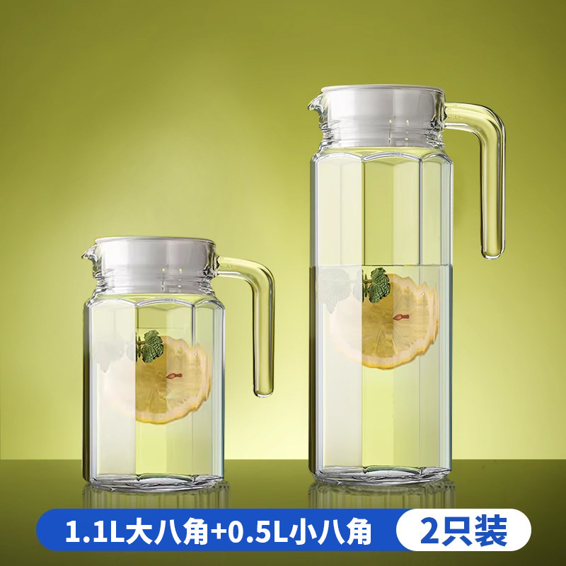 Taza de agua fría de vidrio resistente al calor, tetera de té de gran capacidad, taza de agua fría blanca resistente a altas temperaturas, botella de frutas al por mayor