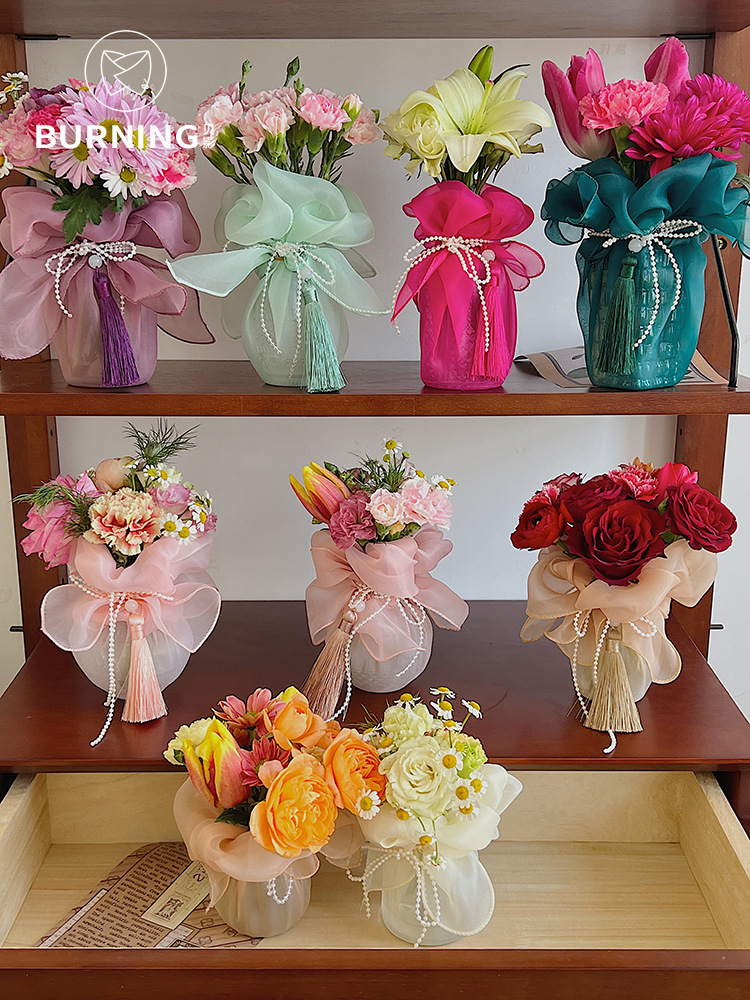 贝影 韩系网纱花瓶包布纯色盆栽礼品包花布花束包头纱diy花艺资材