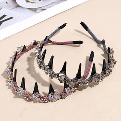 フルダイヤモンドが付いた高品質のクリスタル歯付きヘッドバンド、ファッショナブルなヘアアクセサリー、シンプルな気質、多用途のヘッドバンド、ヘアピン、女性用ヘアアクセサリー