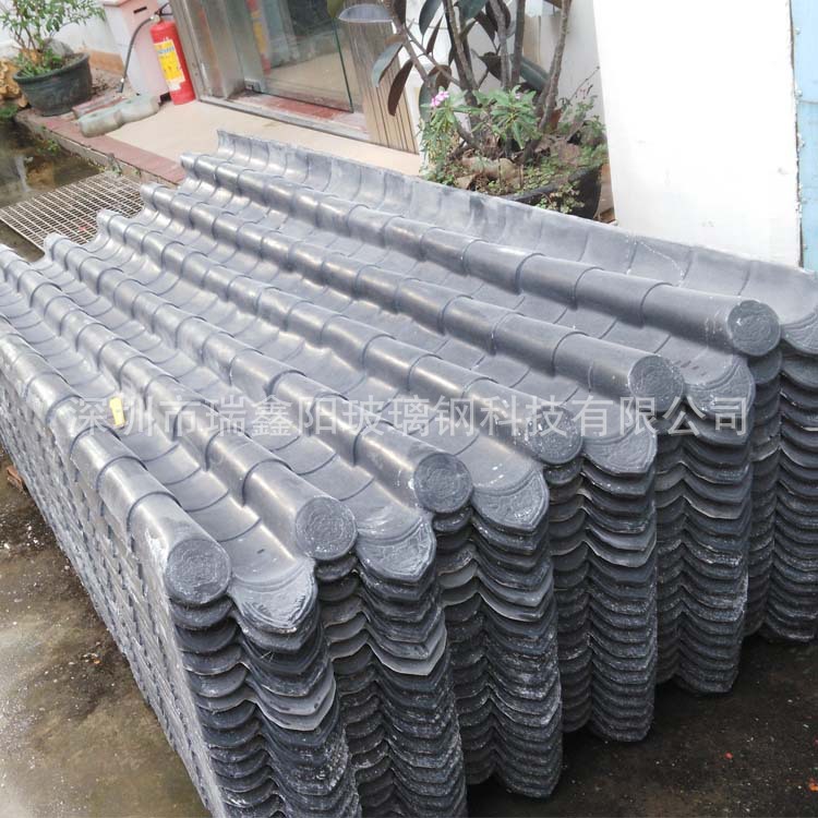 室外公园长廊建筑屋面装饰屋檐仿古琉璃瓦玻璃钢瓦抗老化新中式