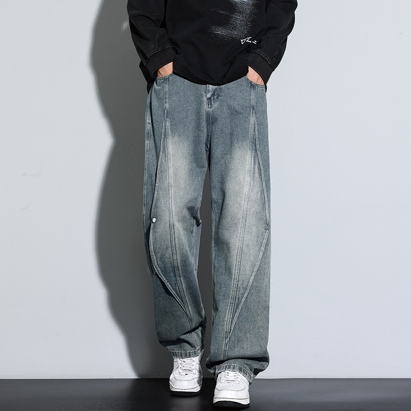 [Price Controlled at 79.9] Plus Size Men's Retro Jeans, 2025 Autumn Thin Wide-Leg Straight Leg Pants, American Style