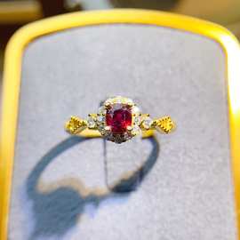 工厂批发爆款天然尖晶石戒指S925银镶嵌主石4*5热销欧美一件代发